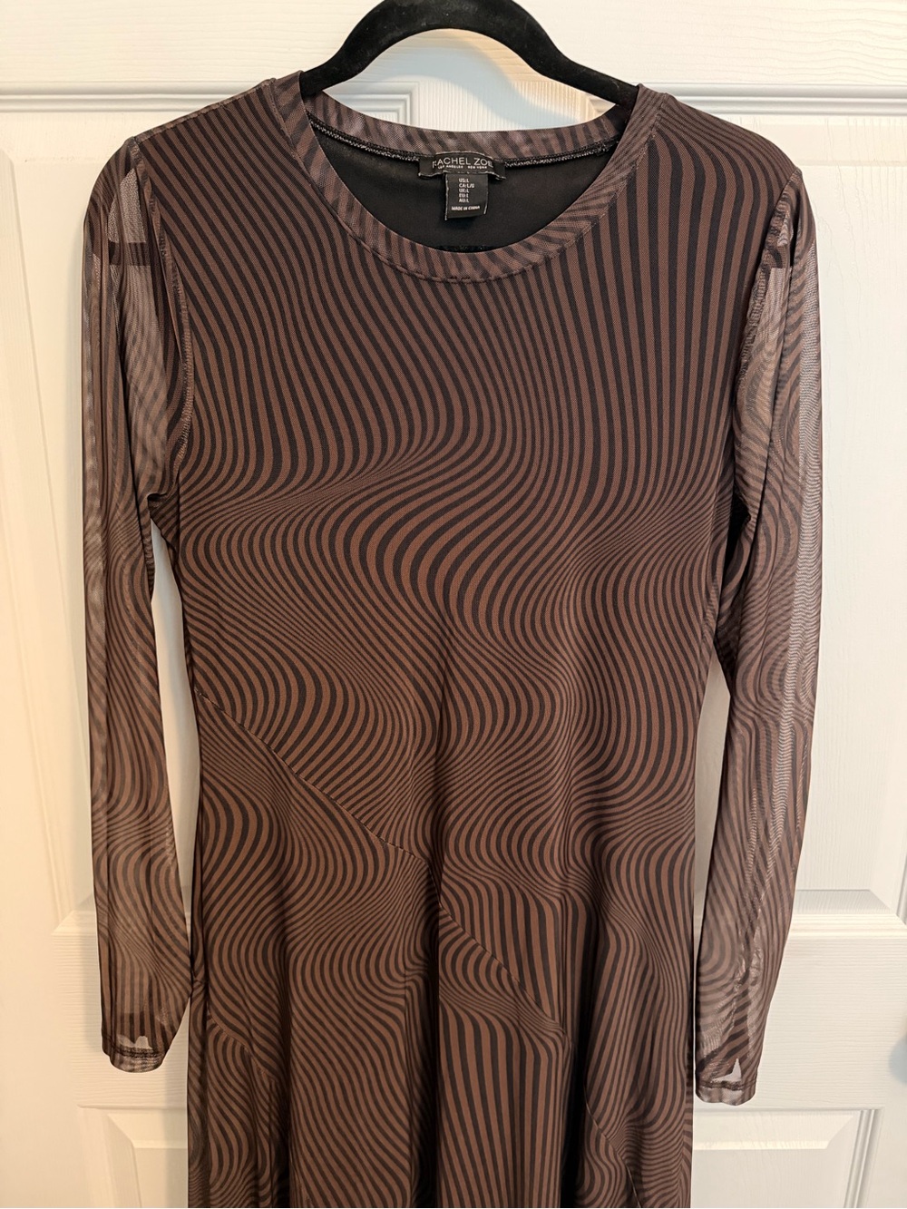 Rachel Zoe Long Sleeve Wavy Stripe Dress in Brown